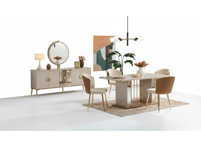 Luxurious Dining Room Set Dining Table + 6x Chairs + Sideboard Dining Groups New 8 pcs