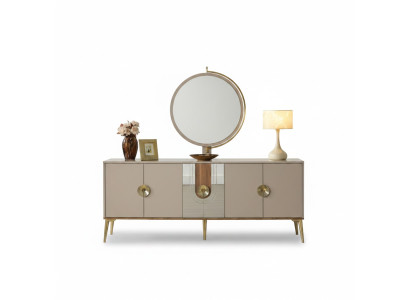 Sideboard Cabinet Brown High Gloss Furniture Wood Luxury Dresser Sideboard