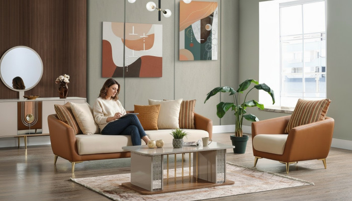 Sofa set 3+1 seater fabric wood sofa 3 seater modern armchair complete set