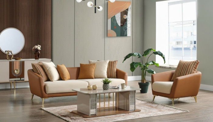 Sofa set 3+1 seater fabric wood sofa 3 seater modern armchair complete set
