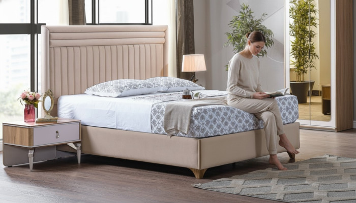 Modern bedroom set bed + 2x bedside tables design furniture 3 pcs. New EU