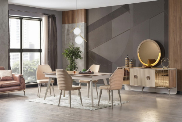 Design Dining Room Complete Dining Table + 6x Chairs Modern Furniture Wooden Table New