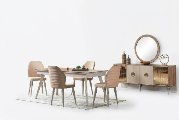 Design Dining Room Complete Dining Table + 6x Chairs Modern Furniture Wooden Table New