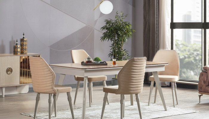 Designer Complete 6x Chairs + Dining Table Set Dining Room Designer Set New