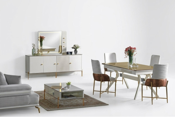 Dining room set ensemble table 6x chairs design modern furniture luxury sideboard