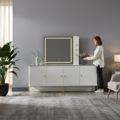 Sideboard Dresser Luxury Set Cabinet Wood Cabinets Modern