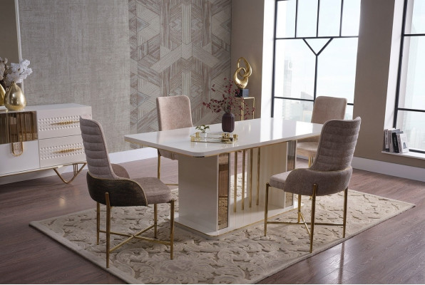 Dining Room Set Luxury 6x Chairs + Dining Table Dining Group Upholstery Armchairs Sideboard