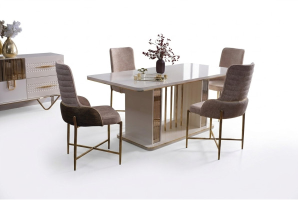 Dining Room Set Luxury 6x Chairs + Dining Table Dining Group Upholstery Armchairs Sideboard