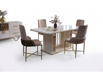 Dining Room Set Luxury 6x Chairs + Dining Table Dining Group Upholstery Armchairs Sideboard