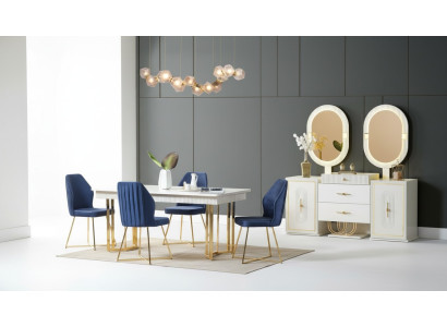 Luxurious Dining Room Set Dining Table + 6x Chairs + Sideboard Dining Sets New 8 pcs