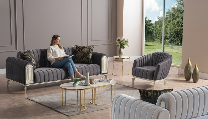 Sofa set 3+1 seater armchair suite modern relax chair furniture gray