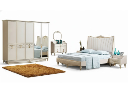 Luxury Bedroom Set Bed + 2x Nightstands + Wardrobe + Dresser Complete Modern