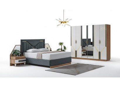 Bedroom Set Bed + 2x Nightstands + Wardrobe Design Furniture 4 pcs. New