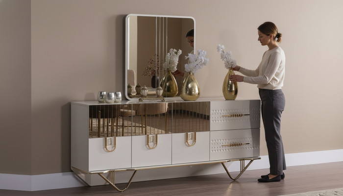 Sideboard Cabinet High Gloss Furniture Wood Luxury Dresser Sideboard