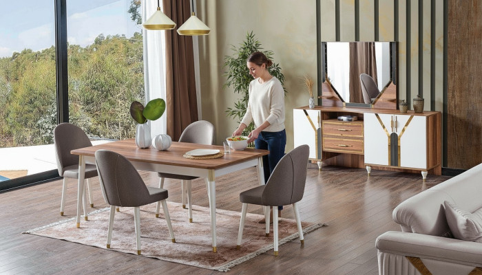 Luxury Dining Room Set Dining Table + 6x Chairs + Sideboard New Set 8 pcs