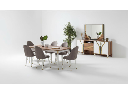 Luxury Dining Room Set Dining Table + 6x Chairs + Sideboard New Set 8 pcs