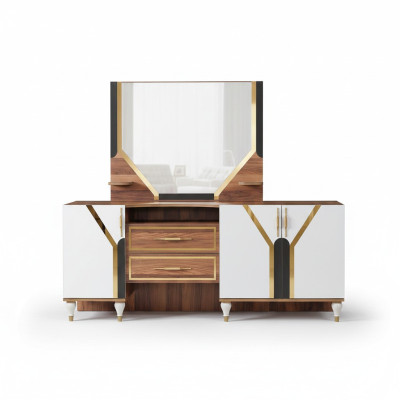 Sideboard Cabinet Brown High Gloss Furniture Wood Luxury Dresser Sideboard New