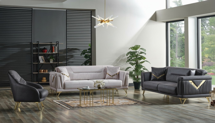 Sofa set 3+3+1 seater textile wood sofa 3-seater modern armchair complete set new