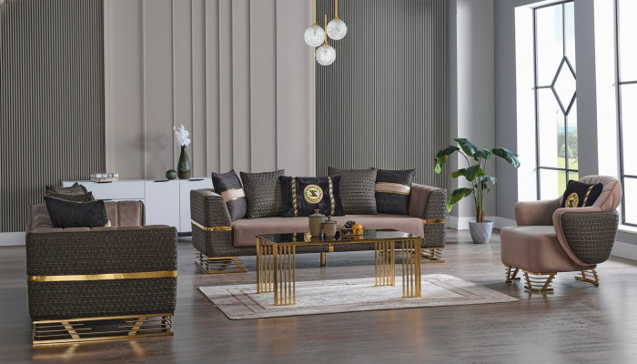 Designer sofa set 3+3+1 seater couch upholstery seating set new