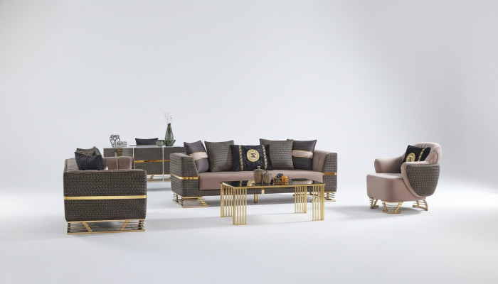 Designer sofa set 3+3+1 seater couch upholstery seating set new