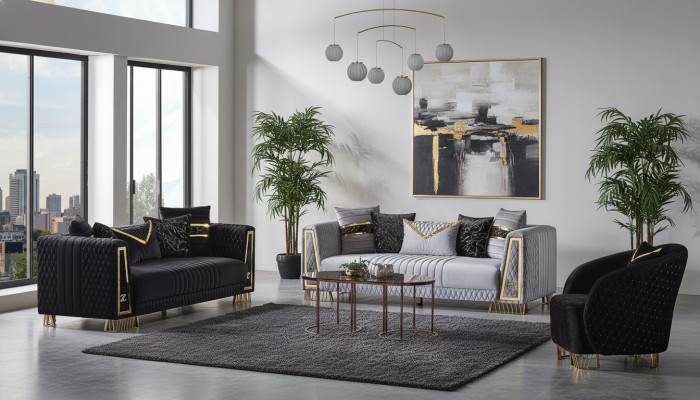 Sofa Set 3+3+1 Seater Chesterfield Baroque Style Set 3-piece Sofa Relax