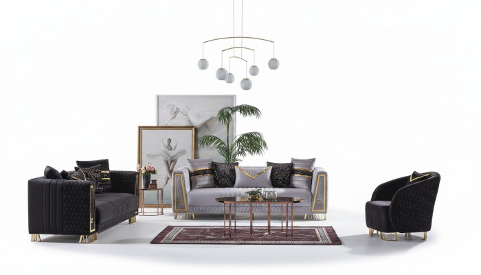 Sofa Set 3+3+1 Seater Chesterfield Baroque Style Set 3-piece Sofa Relax