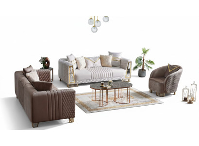 Premium furniture living room set 3+3+1 seating sofa set 2x sofas armchair
