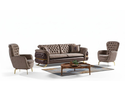 Designer sofa set 3+3+1 seater couch upholstery seating suite set Chesterfield