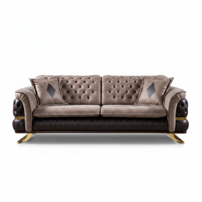 Three-seater design sofa 3-seater couches textile Chesterfield sofa 3-seater fabric new