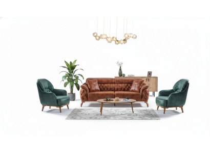 Classic Sofa Set 3+3+1 Seater Chesterfield Relax Armchair Furniture Sofa