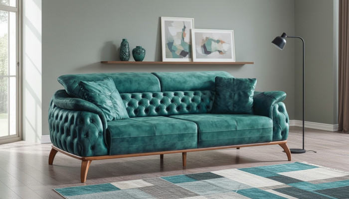 Luxury Chesterfield 3-Seater Designer Sofa Couch Upholstery Couches Textile New