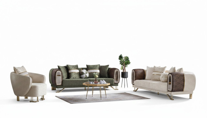 Designer sofa set 3+3+1 seater couch upholstery new seating set