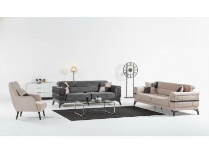 Sofa set 3+3+1 Wood Living Room Luxury Sofa Modern Fabric New Complete