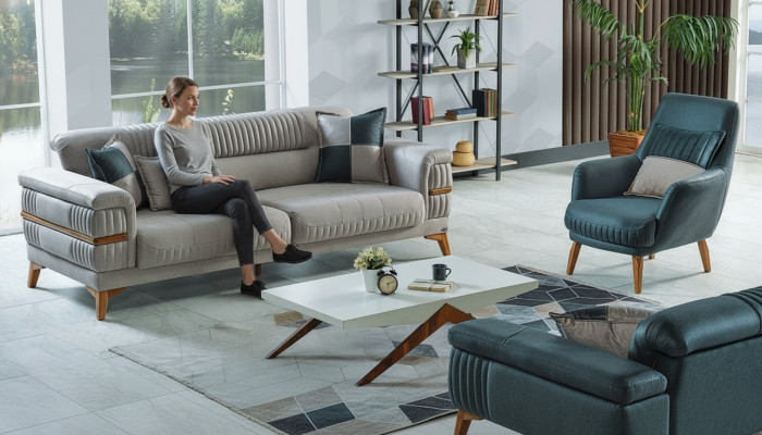Sofa set 3+1 seater fabric wood sofa 3 seater modern armchair complete set new