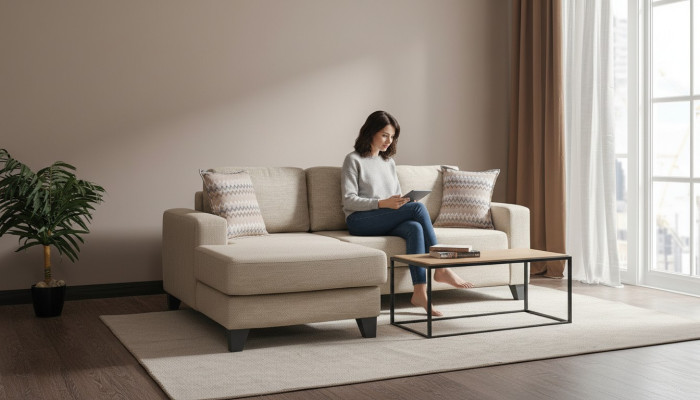 L-shaped sectional sofa textile corner couch sofa upholstery premium couch furniture sofas couches