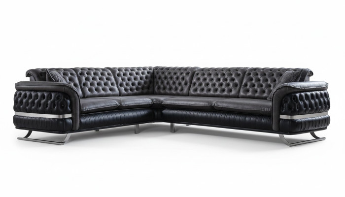 Corner sofa living landscape color black U shape XXL sofa new Chesterfield new
