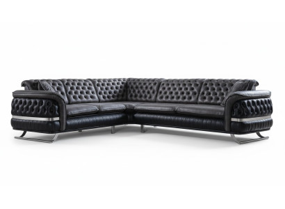 Corner sofa living landscape color black U shape XXL sofa new Chesterfield new
