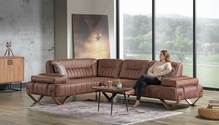 Corner sofa living landscape color brown L-shaped sofa new living room corner sofa luxury new