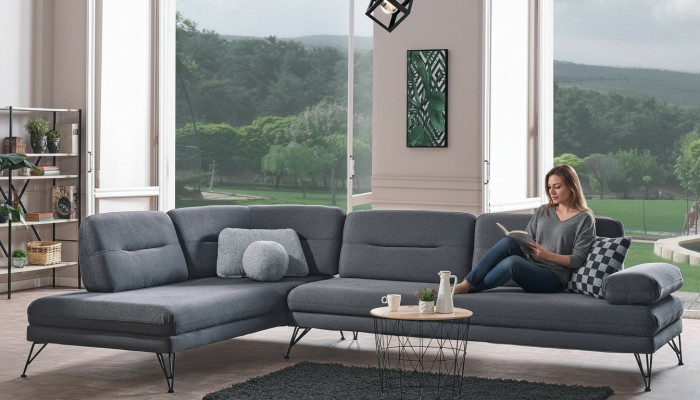 Corner sofa L-shape textile sectional couch sofa upholstery premium couch L-shape modern