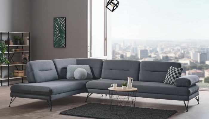 Corner sofa L-shape textile sectional couch sofa upholstery premium couch L-shape modern