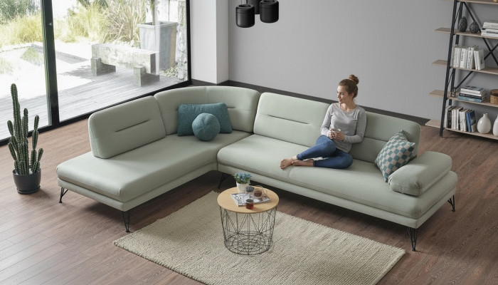Corner sofa living landscape, color gray, L-shaped sofa, new, living room corner sofa, luxury, new