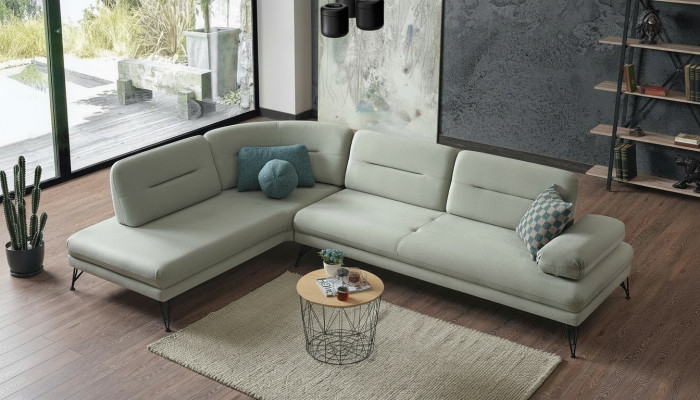 Corner sofa living landscape, color gray, L-shaped sofa, new, living room corner sofa, luxury, new