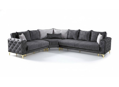 Gray living room corner sofa L-shape modern Chesterfield new luxury sofa