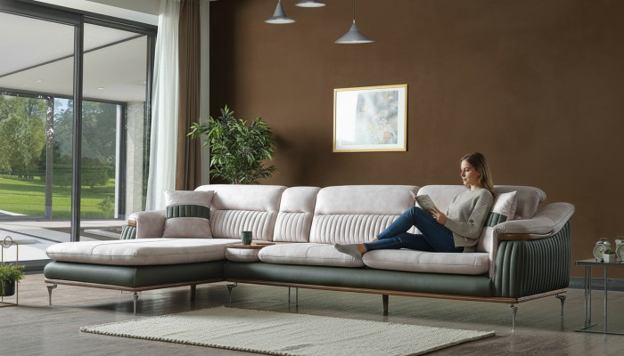 Living landscape corner sofa L-shaped couch seating upholstery sofa luxury furniture sofas modern
