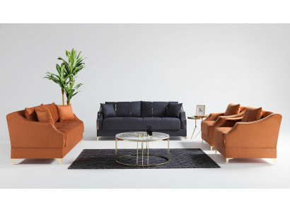 Sofa set 3+2+1+1 seater living room set complete textile sofa armchair wood new