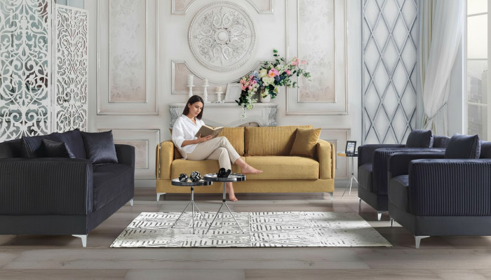 Sofa set 3+2+1+1 seater textile modern complete armchair sofa 3 seater luxury