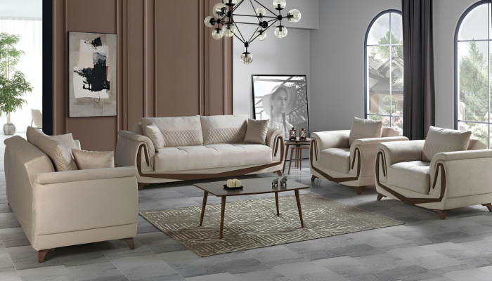 Sofa set 3+2+1+1 Wood Living Room Luxury Sofa Modern Fabric Completely New