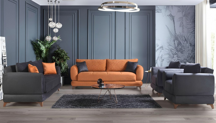 Sofa set 3+2+1+1 Wood Living room Luxury Sofa Modern Fabric Complete