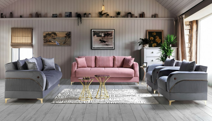 Sofa set 3+3+1+1 seater textile modern complete armchair sofa 3 seater luxury
