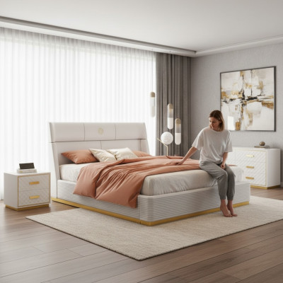 Designer bed bedroom double bed beds luxury upholstery hotel new